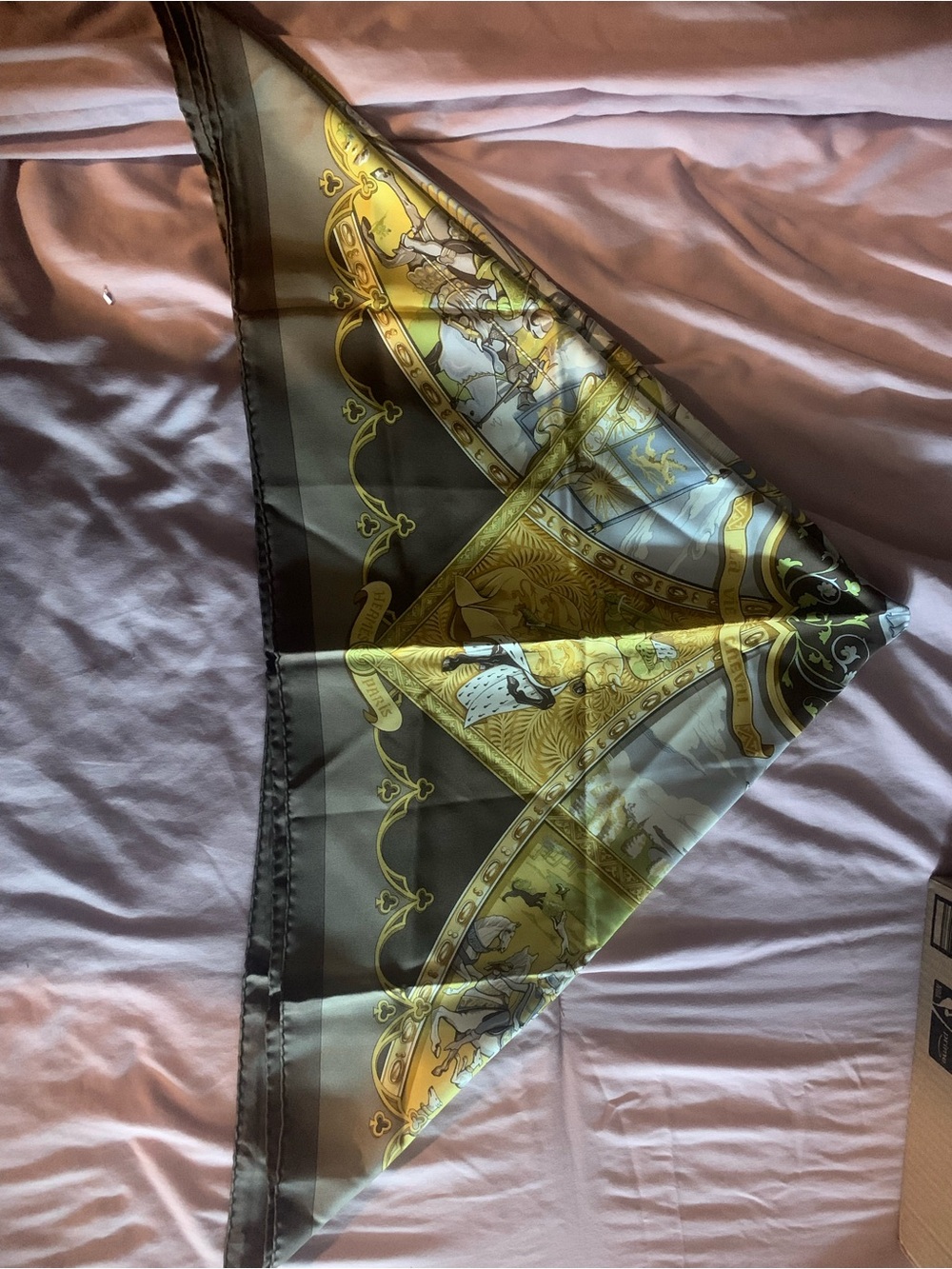 Hermes Silk Scarf in Brown, Gold and Cream authentic - Picture 2 of 2